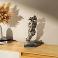 thumbnail image 4 of Silence Is Golden Sculpture, 12'' Thinker Sculptural Bust for Table Shelf Mantel, Modern Home Decor Housewarming Gift, 4 of 6