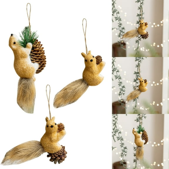 OEFNTAC Decorations Christmas Squirrel Ornament 7x2.5in Foam Plastic Miniature Tree Hanging Figurine Holiday Woodland Animal Home Decor Christmas Decor