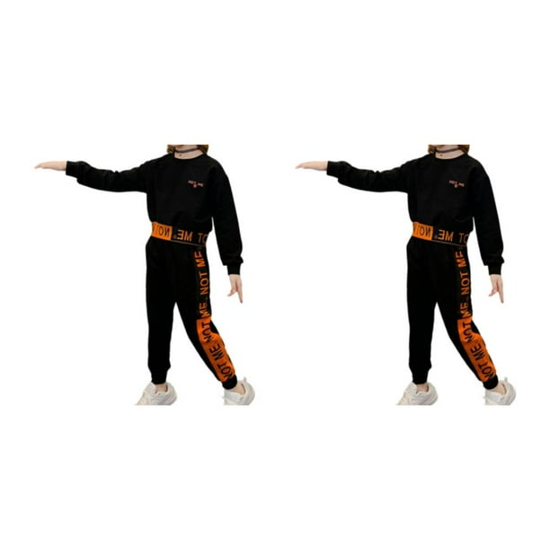 Sonducket Camping Girls Sports Shirt Pants Set Otoño Fiesta Banquete Jogging Niños Tops Pantalones Regalo de cumpleaños Negro 160cm Negro 160cm 2Conjunto