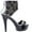 Silver, variant on Ellie Shoes E-609-Amanda 6" Heel Womens Pointed Heel Platform Sandal With 2 Layer Lace Upper. Black / 5
