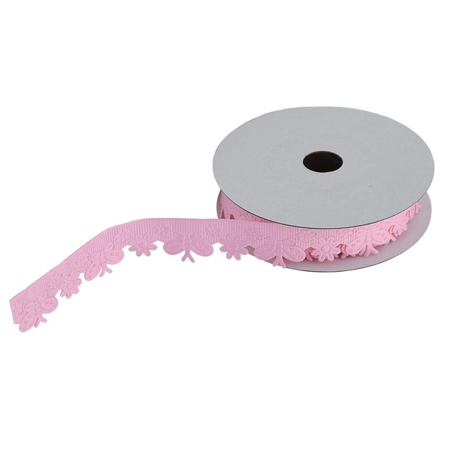 Cinta de grogrén con estampado de mariposa de 10 yardas, adorno de encaje para boda, fiesta, día de San Valentín, envoltura de o, decoración DIY, Rosado Soledad Cintas de tela de satén de Grosgrain