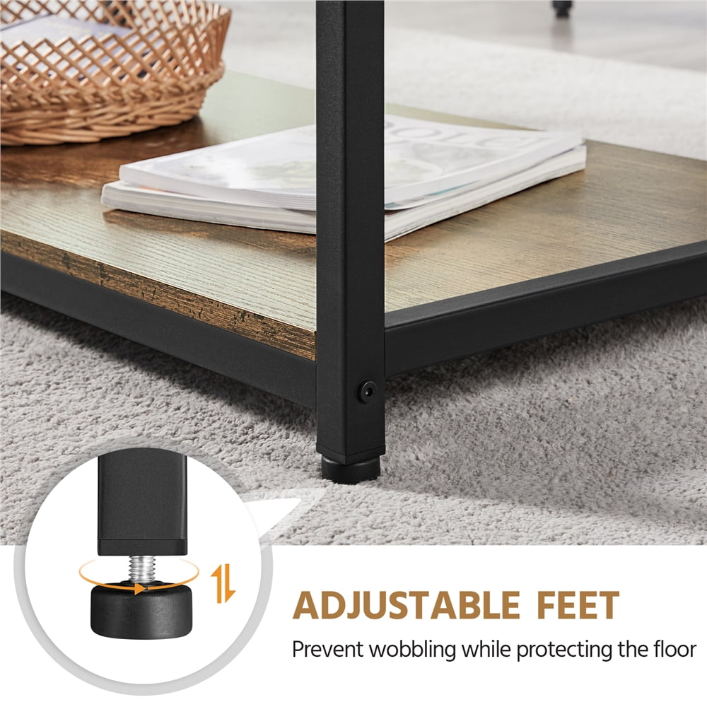 Alden Design Industrial Coffee Table with Storage Shelf, Rustic Brown