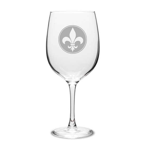 Fleur de Lis Deep Etched Classic Red Wine Glass