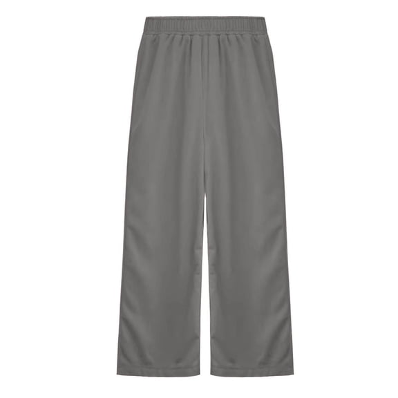 Fgnfyis Girls Wide Leg Pants Elastic Waist Solid Color Casual Trousers For Big Kids Tweens Everyday Pants Girls Dark Gray 7-8 Years