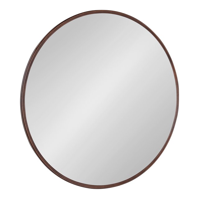 Kate and Laurel Caskill Glam Round Framed Wall Mirror, 30 Inch Diameter, Bronze, Modern Circular Mirror for Wall Décor