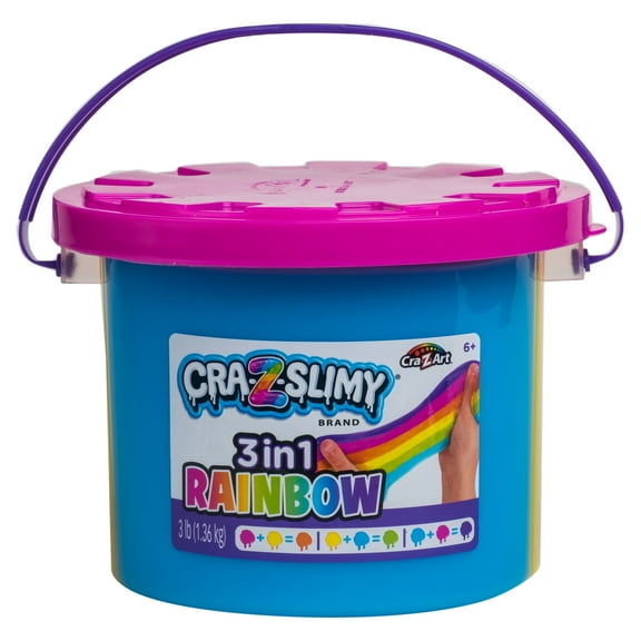 Cra-Z-Art Cra-Z-Slimy 3 in 1 Rainbow Slime Bucket, Slime Kit for Kids, Sensory Crafts. Ages 6+. Great Holiday Gift Idea, Ages 6 and up