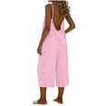 thumbnail image 2 of HongQid Women Jumpsuits Sleeveless Casual Wide Legs Backless Rompers Loose Overall with Pockets, 2 of 6