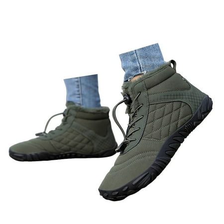 

Mepaouo Hike Boots Barefoot Shoes Mens Womens Winter Wide Toe Snow Booties Fleece Lined Ankle Boots