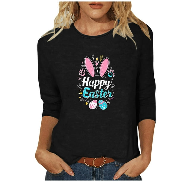 Mujeres 3/4 Manga Tops Impresión Casual Cuello Redondo Camiseta Top Blusa, Poliéster Toda la Temporada
