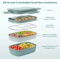 thumbnail image 3 of Ahot Adult Lunch Box,3 Stackable Bento Lunch Containers for Adults, Modern Minimalist Design Bento Box with Utensil Set, Leak-Proof Lunchbox for Dining Out, Work, Picnic, 3 of 7