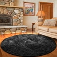 thumbnail image 2 of Impressions Round Solid Modern Contemporary Bohemian Eclectic Area Rug, Black, 2 of 5