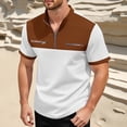 thumbnail image 2 of CAIVO Polo Shirts For Men Stylish Color Plaid Short Sleeve Shirt With Half Zip Stand Collar And Zippered Pocket Lapel Classic Fit Golf Tops For Vacation , XXXL, 2 of 4