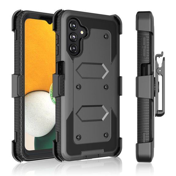 EBIZCITY Built in Screen Protector Case for Samsung A13 5G Holster Belt Swivel Clip Kickstand Heavy Duty Full Body Armor Shockproof Protective Cover for Galaxy A13 5G-Black