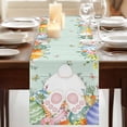 thumbnail image 3 of Cute Easter Bunny Table Runner, Eucalyptus Leaves Colorful Eggs Teal Wooden Cotton Linen Table Runners 108 Inches Long, Dresser Scarf Runner for Dining/Living Room/Kitchen/Square Tables 13''x108'', 3 of 9