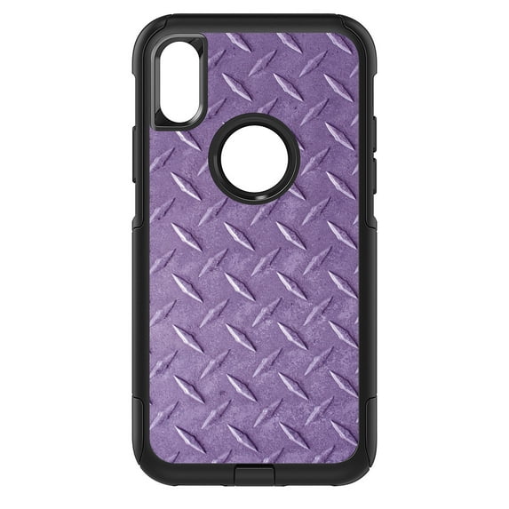 DistinctInk Custom SKIN / DECAL compatible with OtterBox Commuter for iPhone XR (6.1" Screen) - Purple Diamond Plate Steel Image Print - Printed Diamond Plate Image