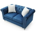 thumbnail image 5 of Contemporary Home Living Tufted Velvet 2-Seater Sofa with Throw Pillows - 60" - Blue, 5 of 6