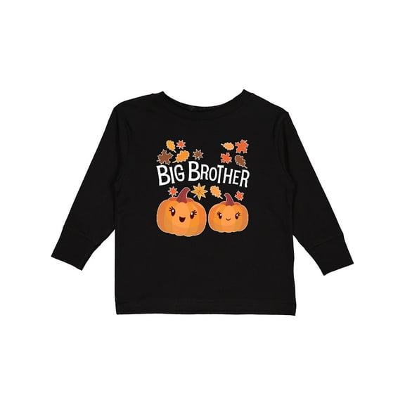 Inktastic Big Brother Pumpkins with Fall Leaves Boys Long Sleeve Toddler T-Shirt