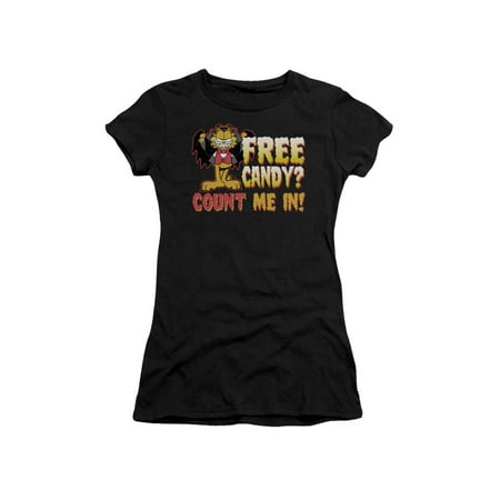 Garfield Candy - Garfield TV Comic Halloween Free Candy Count Me In Juniors Sheer T-Shirt Tee