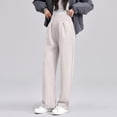 thumbnail image 5 of Maternity Clothing Women Over The Belly Wide Leg Pants with Pockets Pleated Soft Cozy Casual Pregnancy Trouser (L, Beige), 5 of 6