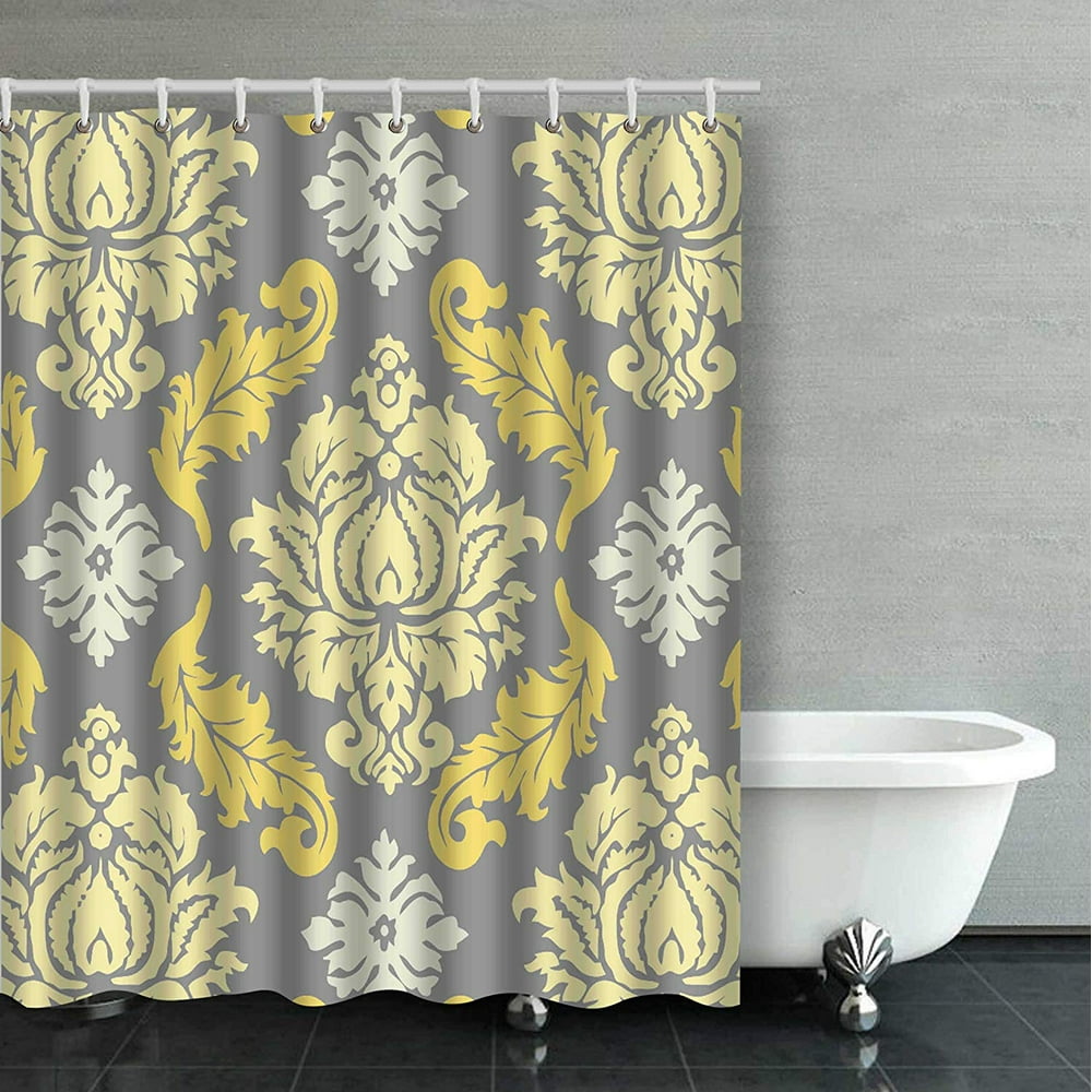 ARTJIA Yellow And Gray Floral Pattern Flower Design Bathroom Shower