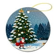 thumbnail image 2 of HongHeng 1Pc Acrylic Round Christmas Ornament, Santa on the Move Print Round Acrylic Ornament Festive Tree Decoration with Hanging String, Lightweight, 2 of 7