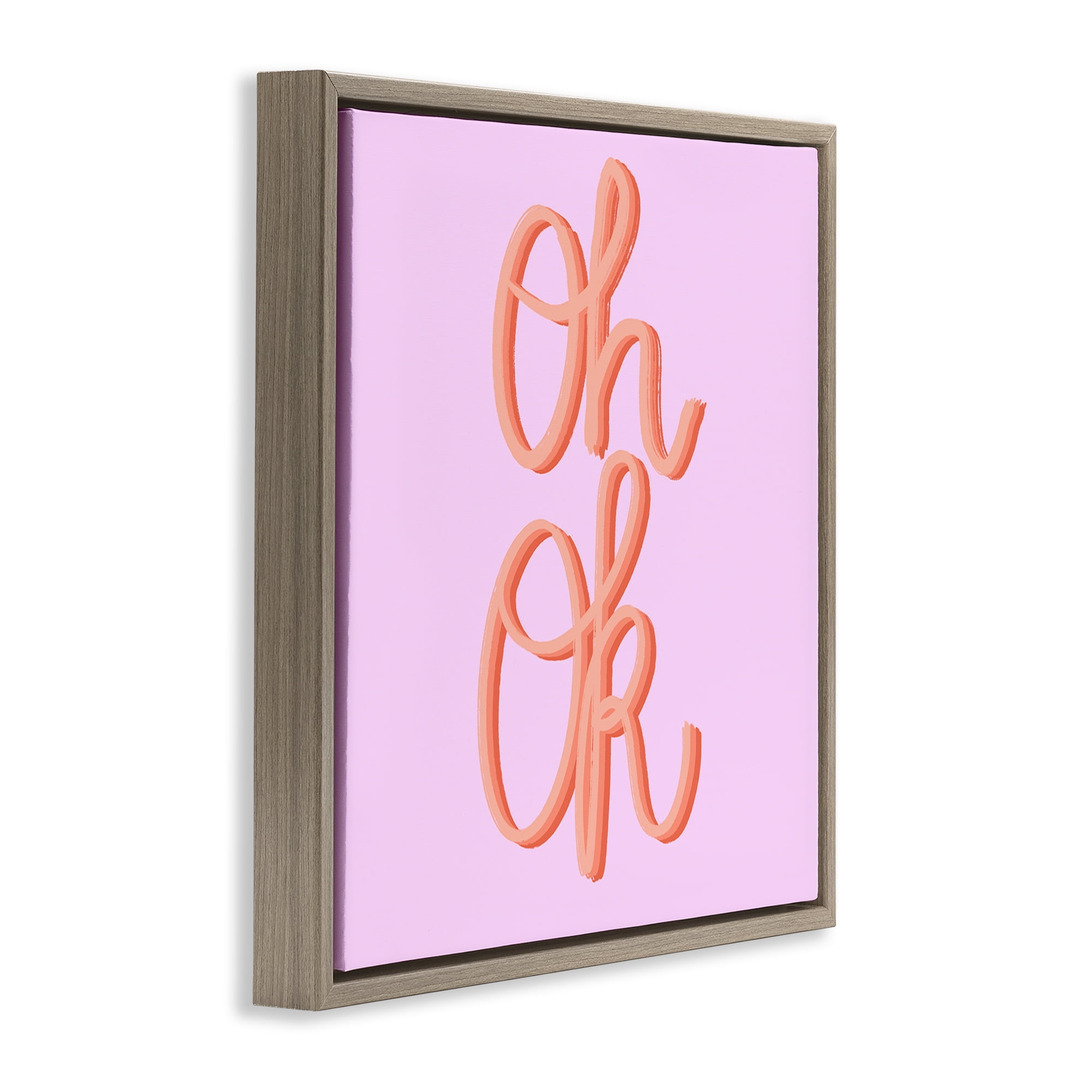 Stupell Industries Oh Ok Script Text & Numbers Painting Brown Floater Framed Canvas Art Print Wall Art, 25 x 25