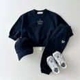 thumbnail image 2 of Rhuody Boys Outfits Letter Embroidered And Heart Hoodie And Pants Two Piece Kids Long Sleeve Tracksuit Cute Clothes Set Navy 5-6 Years, 2 of 4