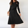 thumbnail image 1 of Vestido de corte A con vuelo para mujer con cinturón Vestido informal elegante para ir al trabajo Ygjytge Negro T XL para Mujer, 1 of 8