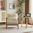 thumbnail image 2 of Ktaxon Accent Chair Line Fabric Upholstered Armchair, Reading Club Chair with Pillow for Living Room Bedroom Furniture Beige, 2 of 7