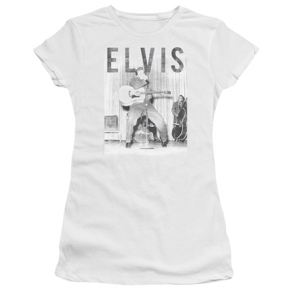 Elvis Presley With The Band Premium Junior Women's Sheer T-Shirt White