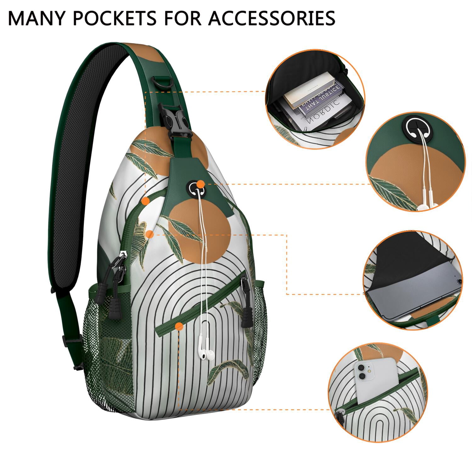 Earthy Aesthetic Crossbody Bag Lightweight Chest Backpack for Commuting Rustic & Travel-Ready