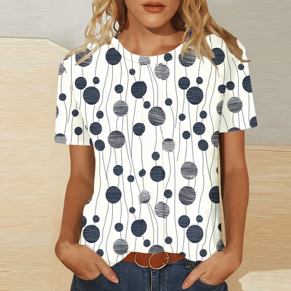 HOMBOM Womens Graphic Tops Tee Shirts Spring Boho Casual T Shirts for Women Short Sleeve