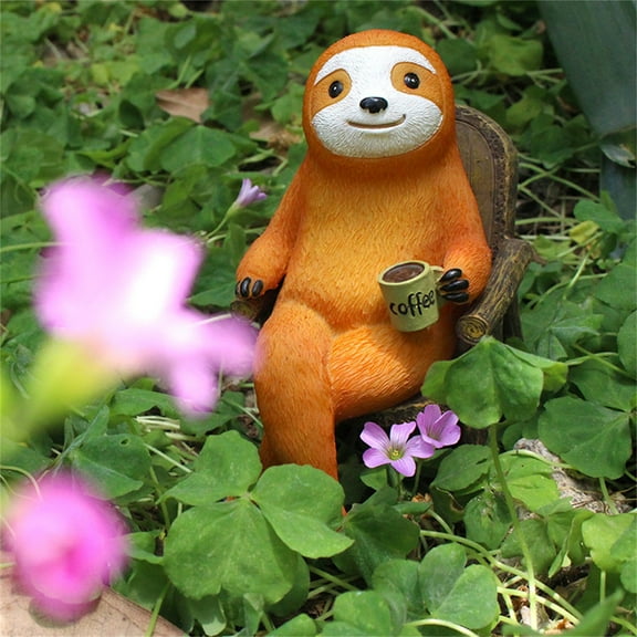 Sloth Statue Small Resin Figurine Cute Wild Animal Sculpture Garden Outdoor Home Office Desktop Shelf Car Decor Creative Craft Ornament Gift
