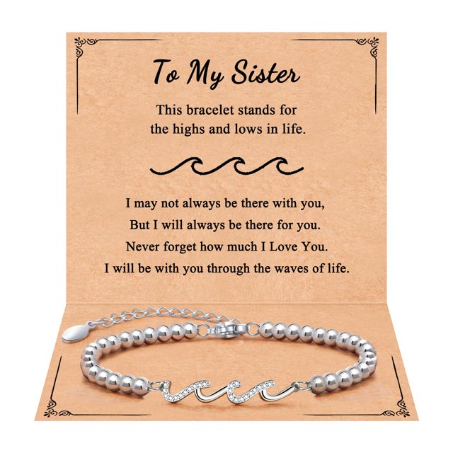 Pulsera QWNHONEY Regalo para Hermana Ola de Vida Ajustable 7"
