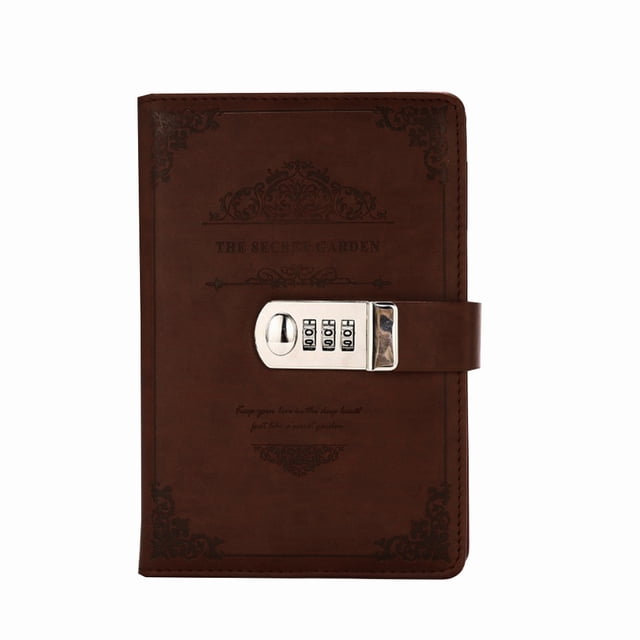 Inteprter PU Cuero Retro Vintage Notebook Contraseña Libro Planificador Oficina Privacidad Protección Papelería, Vino Rojo cartulina C