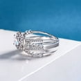 thumbnail image 3 of Oryn Jewelry Oval Cut 1.8 Ct Moissanite Band - 14K White Gold Plated Ring - Four Eternity Halo Band - Unique Bend Style Wedding Moissanite Jewelry, 3 of 5