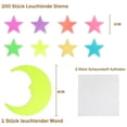 thumbnail image 4 of Pegatinas de pared de estrellas luminosas en la oscuridad para el techo, autoadhesivas, paquete de 200 pegatinas luminosas 3D de estrellas y luna para habitación infantil, crea un cielo, 4 of 5