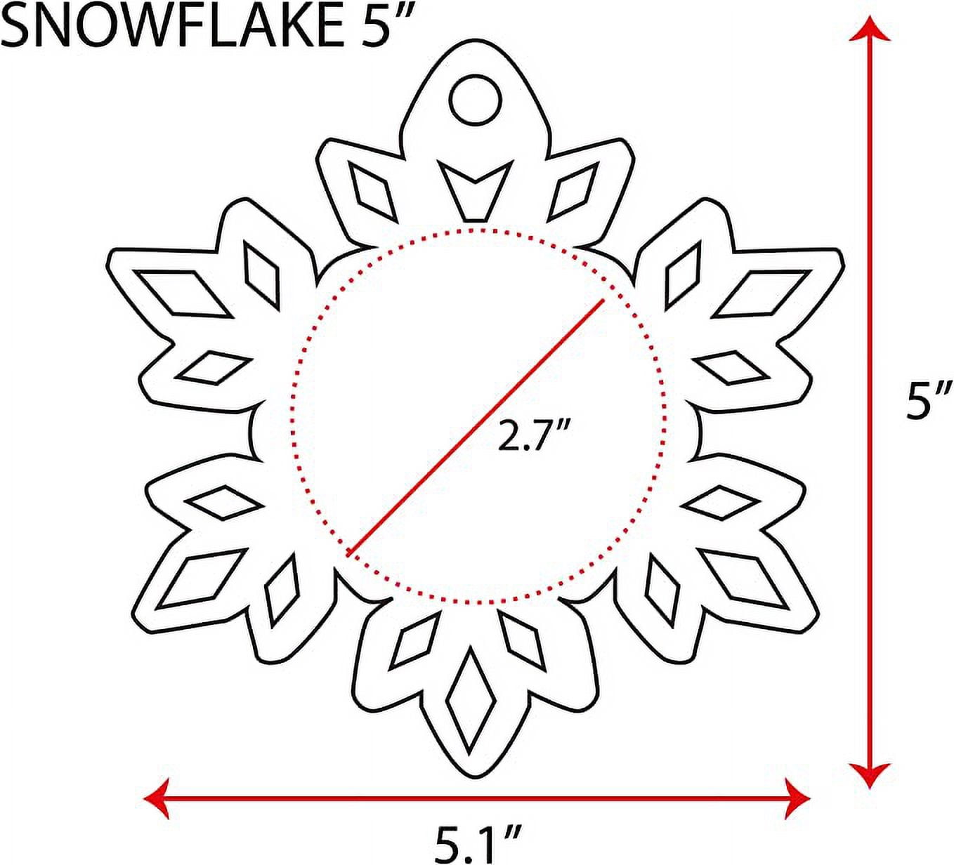 25 Units Acrylic Christmas Ornaments Blanks Snow Flake 1/8" Thick - Clear or Solid Color - (Size 5") Made in USA