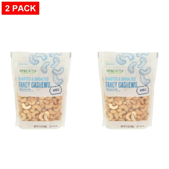 Sprouts Roasted Unsalted Whole Cashews 12 oz (Pack of 2)