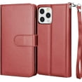 thumbnail image 7 of NJJEX Wallet Case for iPhone 13 Case/iPhone 13 Wallet Case 6.1" (2021), [9 Card Slots] PU Leather ID Credit Holder Folio Flip [Detachable] Kickstand Magnetic Phone Cover & Lanyard [Wine Red], 7 of 7