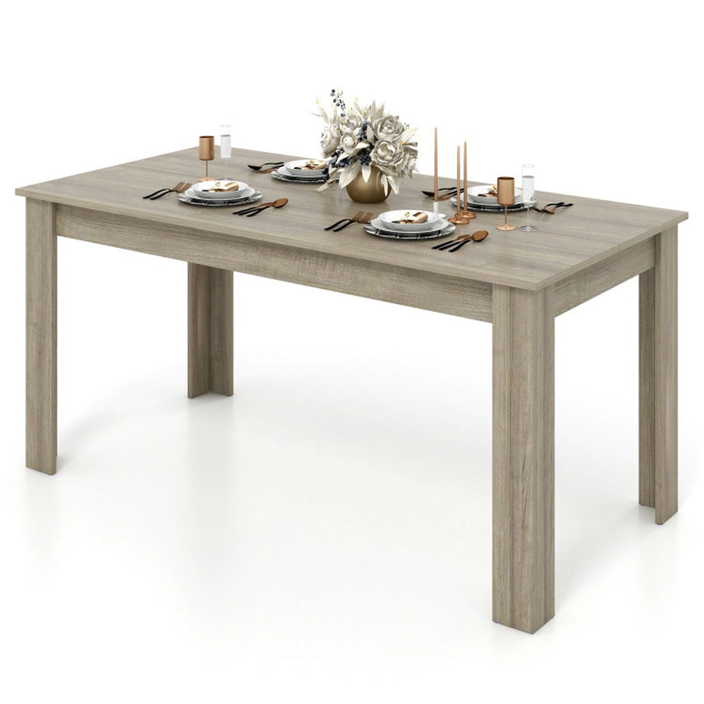 Spaco 63 Inch Rectangular Modern Dining Kitchen Table-Light Gray,