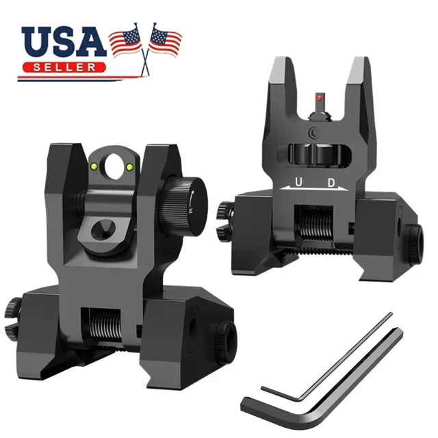 DEBGFS Fiber Optic Iron Sights Flip Up Iron sight Front and Rear Sights Picatinny