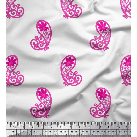 Soimoi Pink Rayon Fabric Floral & Paisley Decor Fabric Printed Yard 42 Inch Wide
