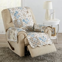 Great Bay Home Floral Patchwork Reversible Washable Pet Furniture Protector  (26" Recliner, Taupe / Blue)
