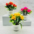thumbnail image 7 of Pebbuoy Artificial Potted Plants 5 Rose Flower Head Home Office Table Centerpiece Wedding Faux Floral Bonsai Indoor Outdoor Desktop Decoration, 7 of 7