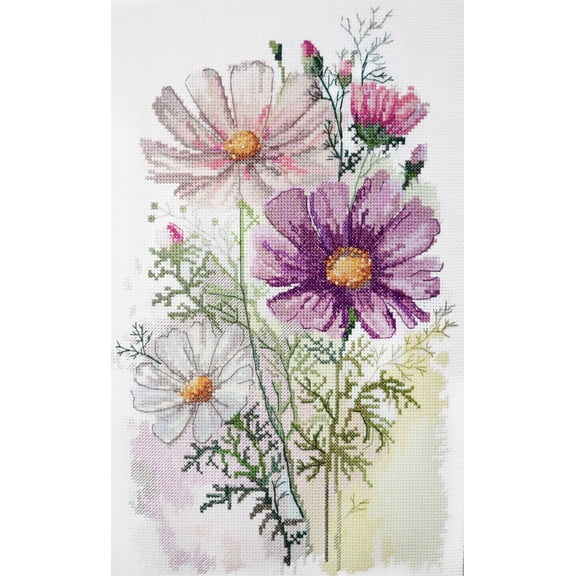 Wizardi Cross-Stitch kit - Feeling Colors. Beginner Embroidery Kit for Adults. Cross-Stitch Supplies. Needle, Canvas, Scheme, Floss and Floss Organizer Kit. AH-218 Abris Art