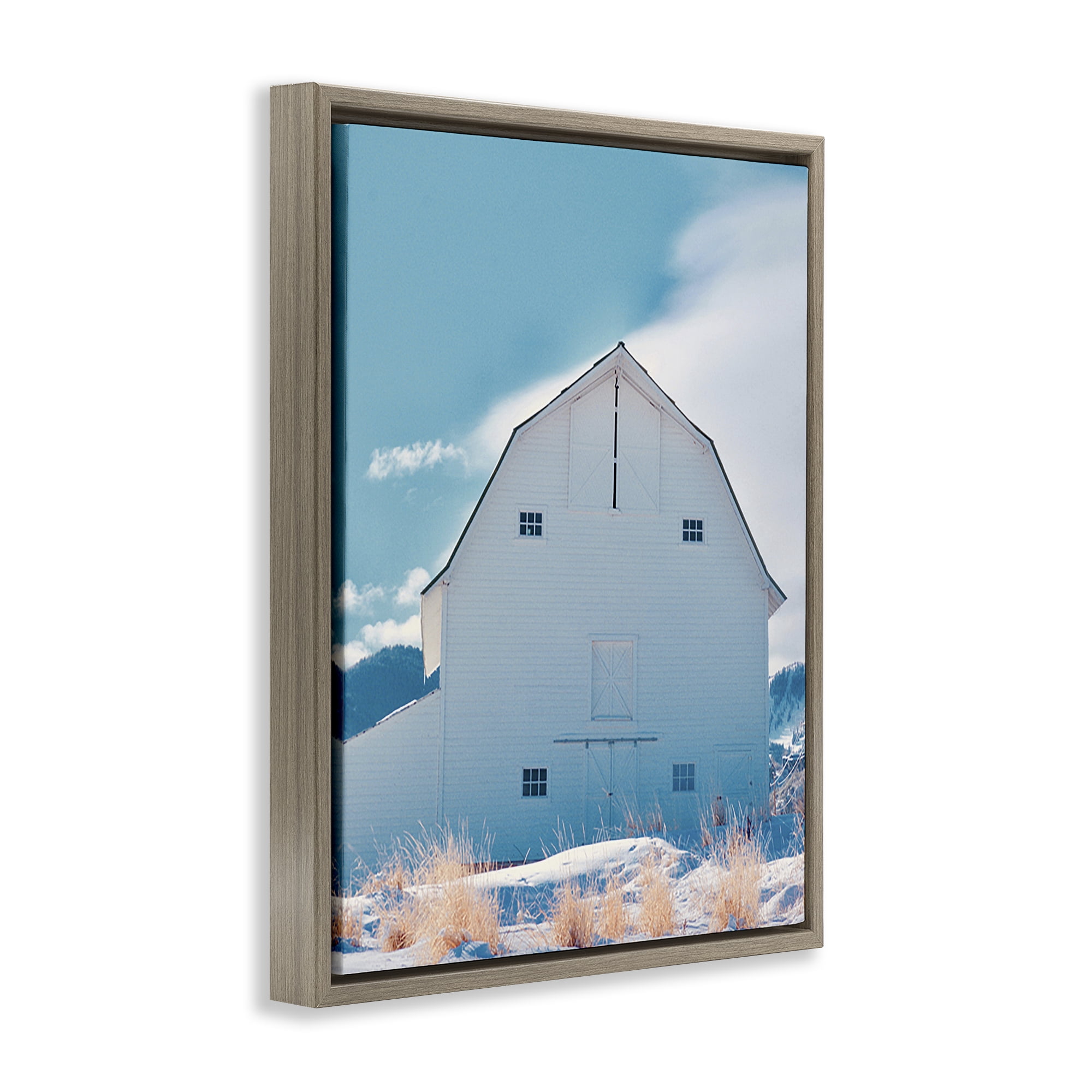 Stupell Industries Niveous Winter Barn Nautical & Beach Photography Brown Floater Framed Canvas Art Print Wall Art, 25 x 31