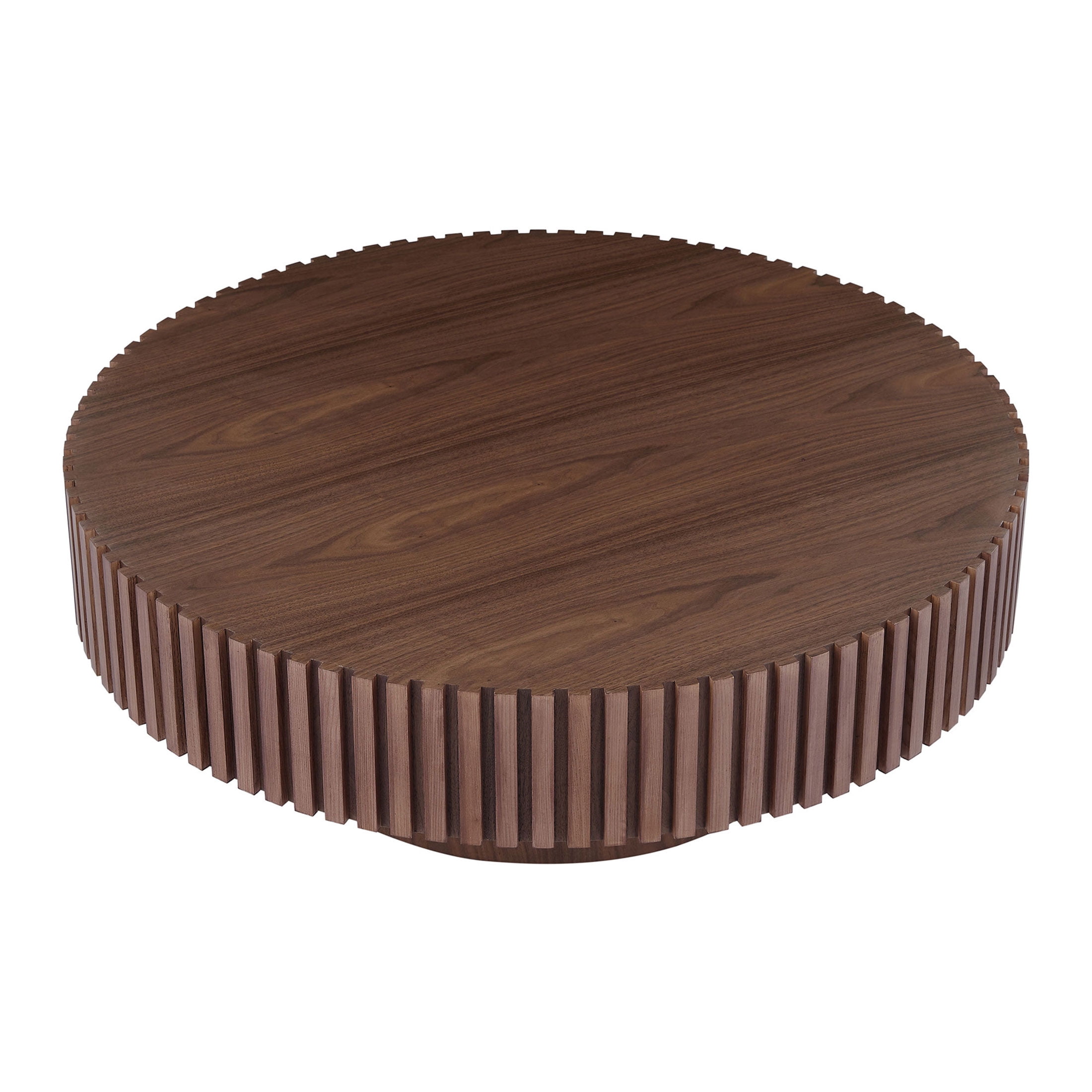 Kevinplus 31.5 inch  Round Coffee Table with Sturdy Pedestal for Apartment, Living Room, Walnut