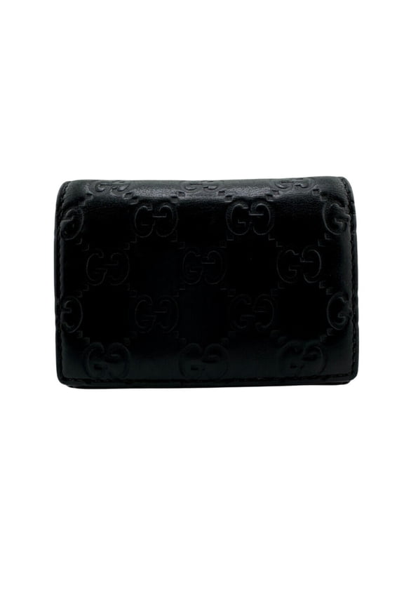 Pre-Owned GUCCI 120965 GG Pattern Guccissima Card Case Wallet Black Women's (Good)