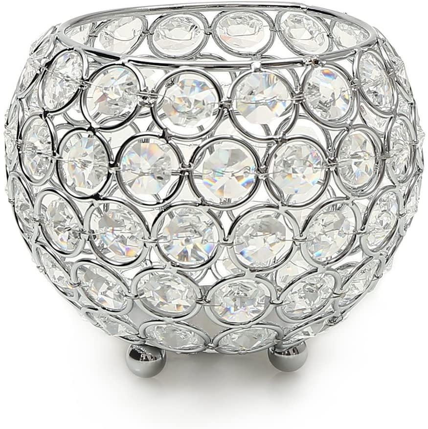 Crystal Ball Candle Holder Round Silver Bowl Candle Holder Dish Warmer
